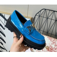 Unique Style Dior x Shawn Explorer Platform Loafers in Blue Patent Calfskin 12176