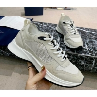 Grade Quality Dior B25 Runner Sneakers in Oblique Canvas and Light Gray Suede 22258