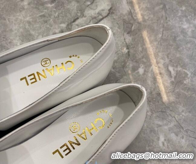 Grade Quality Chanel Quilted Calfskin Matte Flat Mules 102156 All White