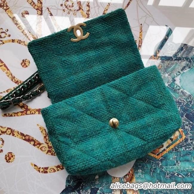Luxury Classic CHANEL 19 Flap Bag AS1160 green