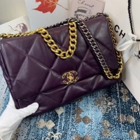 Buy New Cheap Chanel 19 flap bag AS1162 deep purple