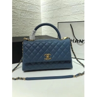 Good Product Chanel flap bag with top handle A92991 Blue