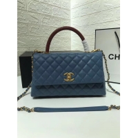 Promotional Chanel flap bag with Burgundy top handle A92991 Blue