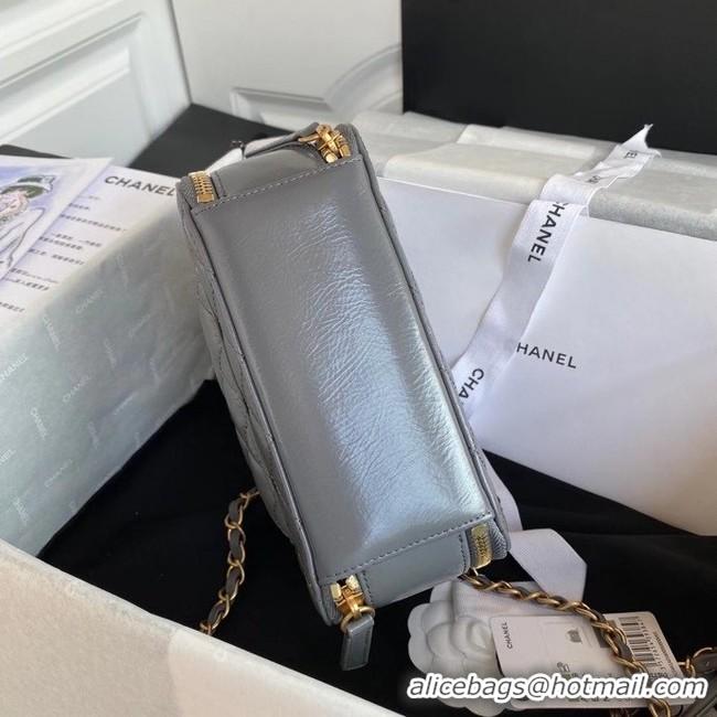 Best Price Chanel vanity case Lambskin, Shiny Crumpled Calfskin & Gold-Tone Metal AS2179 Gray