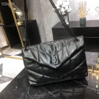 Promotional Yves Saint Laurent LOULOU PUFFER IN QUILTED CRINKLED MATTE LEATHER MEDIUM BAG Y577475 Black
