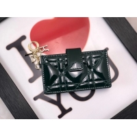 Luxury Cheap LADY DIOR 5-GUSSET CARD HOLDER Vents Patent Cannage Calfskin S0074OV blackish green
