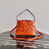 Unique Style Prada Leather Prada Tress Handbag 1BA290 Orange