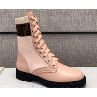 Classic Fendi Knit Sock Ankle Boots Pink 82807