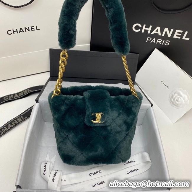 Cheapest Chanel flap bag Shearling Lambskin & Gold-Tone Metal AS2241 green