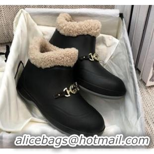 Low Cost Gucci Wool Flat Short Boot with Horsebit 120266 Balck