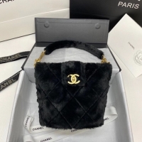 Good Product Chanel flap bag Shearling Lambskin & Gold-Tone Metal AS2241 black