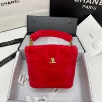 Best Price Chanel flap bag Shearling Lambskin & Gold-Tone Metal AS2241 red