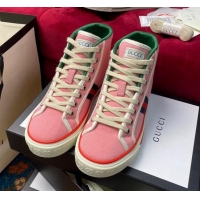 Best Price Gucci Tennis 1977 High Top Sneakers in Pink Canvas 120305