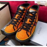 Cute Gucci Tennis 1977 High Off The Grid Top Sneakers in Orange Canvas 120306