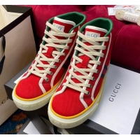 Crafted Gucci Tennis 1977 High Top Sneakers in Red Canvas 120307