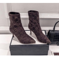 Shop Gucci Crystal GG Cashmere Boots 7.5cm 010801 Brown 2021