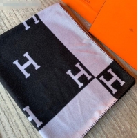Top Quality Hermes Classic Wool Cashmere Blanket 140x170cm H8502 Black 2020