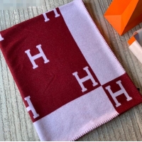 Discount Hermes Classic Wool Cashmere Blanket 140x170cm H8506 Burgundy 2020