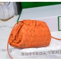 Good Quality Bottega Veneta The Mini Pouch Clutch Bag in Large-Woven Lambskin BV0919 Orange 2020