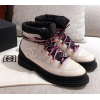 Lowest Price Chanel Suede Lace-up Short Boots 22326 White 