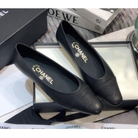 Good Product Chanel Vintage Lambskin Ballerinas with CC Embroidery 011138 Black 2021