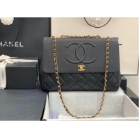 Top Quality Chanel flap bag Grained Calfskin & & Gold-Tone Metal A92233 black