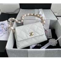Buy Discount Chanel flap bag Lambskin & Gold-Tone Metal AS2299 White