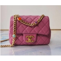 Fashion Chanel flap bag Lambskin Resin & Gold-Tone Metal AS2379 Pink