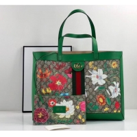 Pretty Style Gucci Ophidia series GG flower medium shopping bag 547947 green