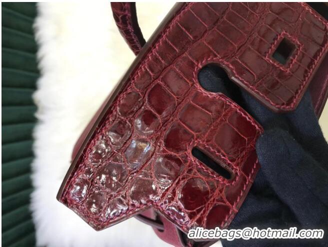 Top Quality Hermes Birkin Bag Original Leather crocodile togo HBK2530 Burgundy
