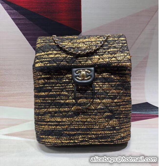 Best Price CHANEL Tweed small Backpack & gold-Tone Metal 69965 black