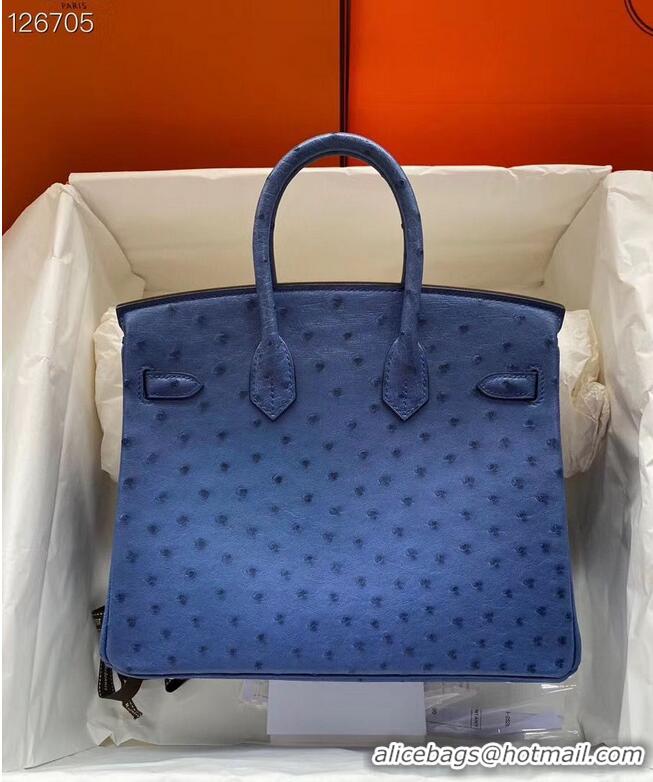 Super Quality Hermes Birkin Bag Original Leather Ostrich Skin HBK2530 Dark Blue