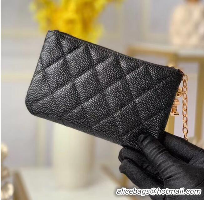 Good Quality Chanel zipped wallet Goatskin AP31504-5 Black
