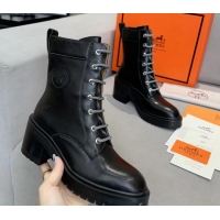 Good Product Hermes Calfskin Bridge Ankle Boot With 7cm Heel 111292 Black