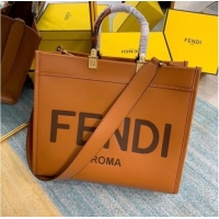 Discount FENDI SUNSHINE MEDIUM brown leather shopper 8BH386A