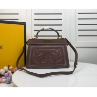 Market Sells FENDI PEEKABOO ICONIC with brown embroidery decoration F6509