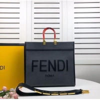 Fashion Luxury FENDI SUNSHINE LARGE flannel shopper 8BH371 gray