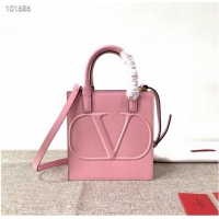 Luxury Cheap VALENTINO Origianl leather tote V2021 pink