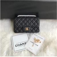 Best Chanel mini flap bag Grained Calfskin &GOLD-Tone Metal A1116 black