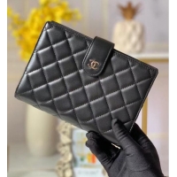 Trendy Design CHANEL sheepskin notebook & Wallet A013 black