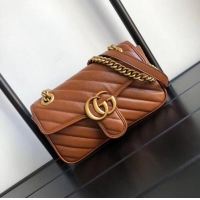 Best Quality Gucci GG Marmont small shoulder bag 446744 Brown