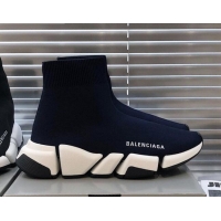 Best Price Balenciaga Speed 2.0 Knit Sock Boot Sneakers 082910 Navy Blue/White