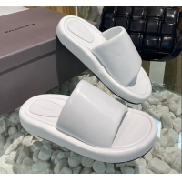 Grade Quality Balenciaga Padded Lambskin Slide Sandals 010859 White