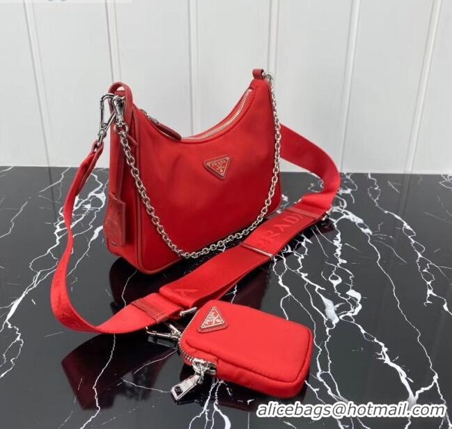 Discount Prada Re-Edition 2005 Nylon Shoulder Bag 1BH204 Red 2020