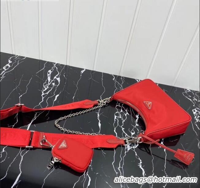 Discount Prada Re-Edition 2005 Nylon Shoulder Bag 1BH204 Red 2020