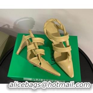 Reasonable Price Bottega Veneta Lambskin Twisted Straps Point Sandals 85mm Heel Yellow 080635