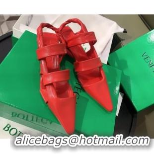 New Style Bottega Veneta Lambskin Twisted Straps Point Sandals 30mm Heel 080636 Red