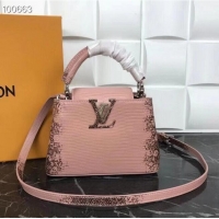 Buy Inexpensive Louis Vuitton CAPUCINES PM Original Lizard Leather M52386 Pink