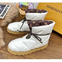 Top Quality Louis Vuitton Down Feather Lace-up Waterproof Boots White/Monogram 111652