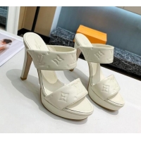 Super Quality Louis Vuitton Monogram Leather Heel Sandals 10.5cm 030864 White 2021